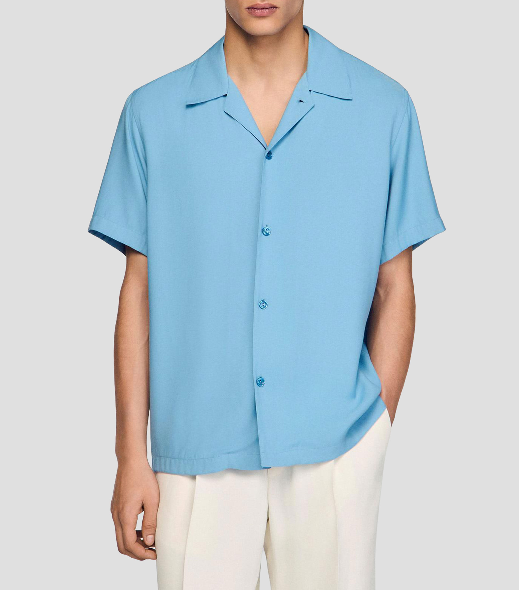 Camisa lisa manga corta Hombre